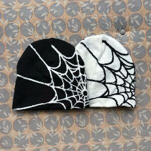 Black and White Spider Web Beanies, Kids large